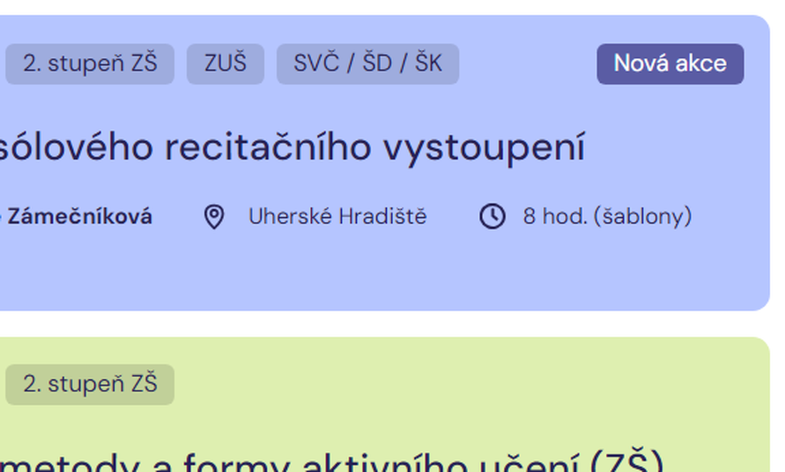 Jak označujeme nové semináře na našem webu?