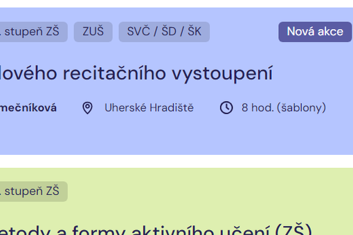 Jak označujeme nové semináře na našem webu?